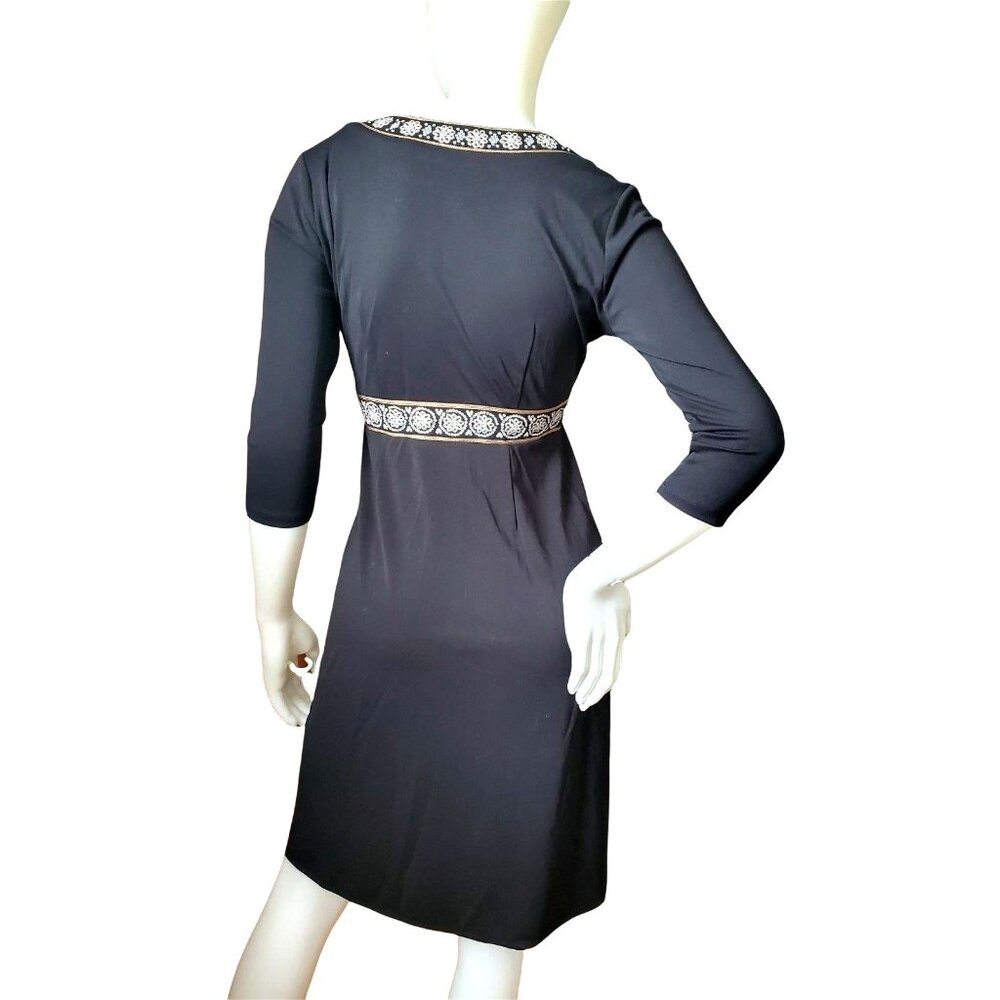 Sigrid Olsen Sm Dress Y2K Sequin V-Neck Empire Waist Knee Length Petite Floral - Picture 4 of 12